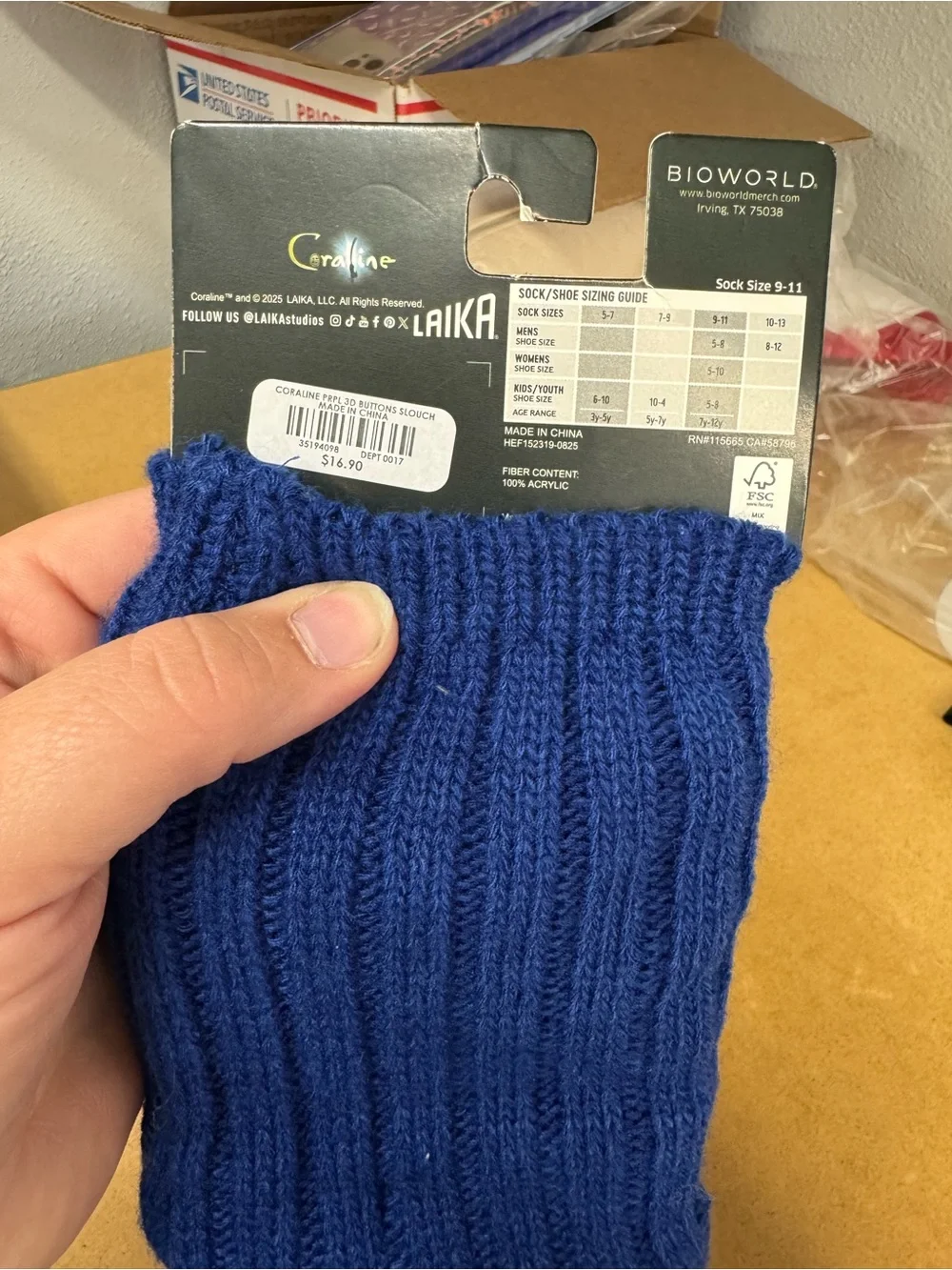 Navy Blue slouch Coraline Socks with Purple Button Accents